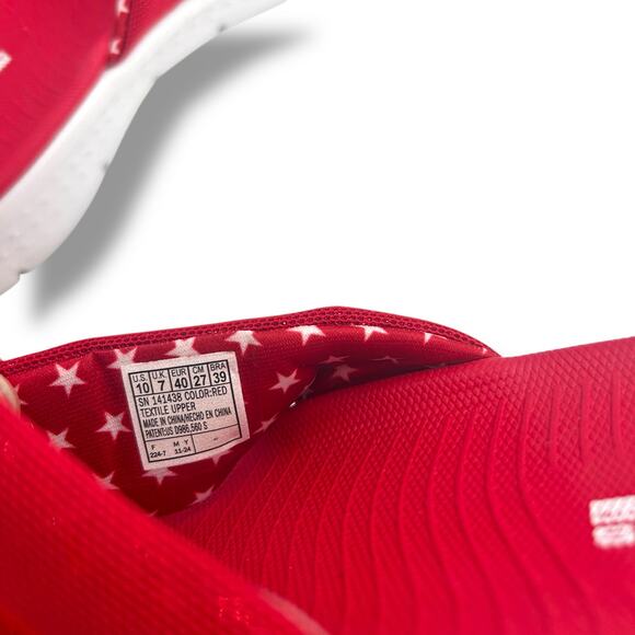 NEW Skechers Go Walk Flex Sandals Size 10 Patriotic Slip On Red Sparkles Flat - Picture 6 of 12